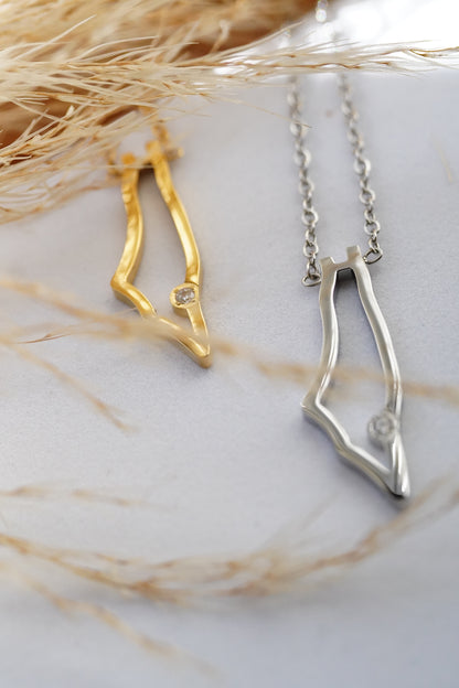Palestine Map necklace - 1 cubic stone