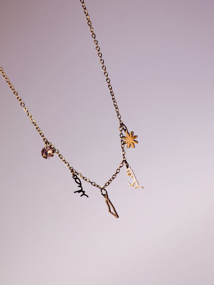 Charm necklace - Palestine map , Sabr & Shukr