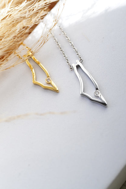 Palestine Map necklace - 1 cubic stone