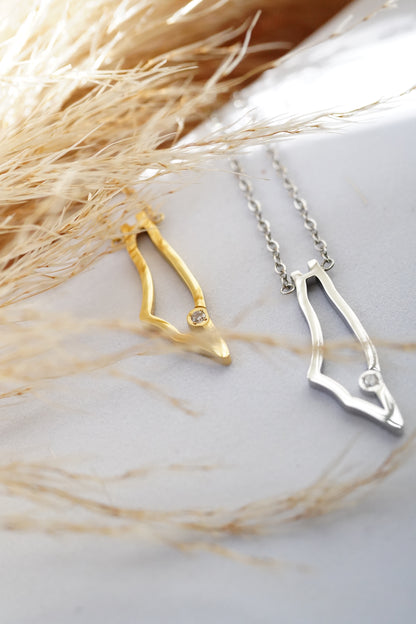 Palestine Map necklace - 1 cubic stone